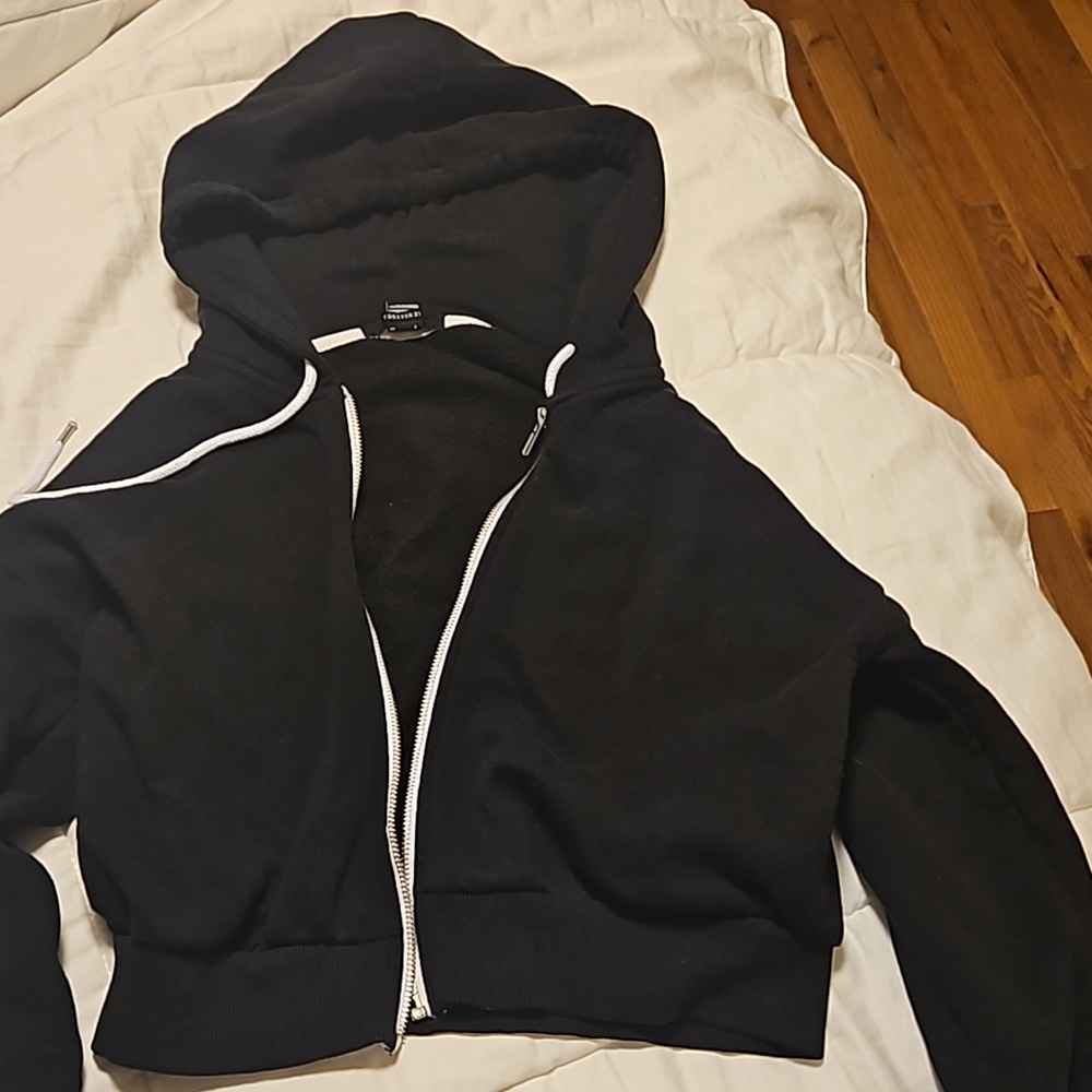 Black zip-up hoodie forever, twenty-one size small women sweater